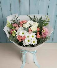 Букет цветов из:  Розы, Лизиантусы и Хризантемы в Дровосеки