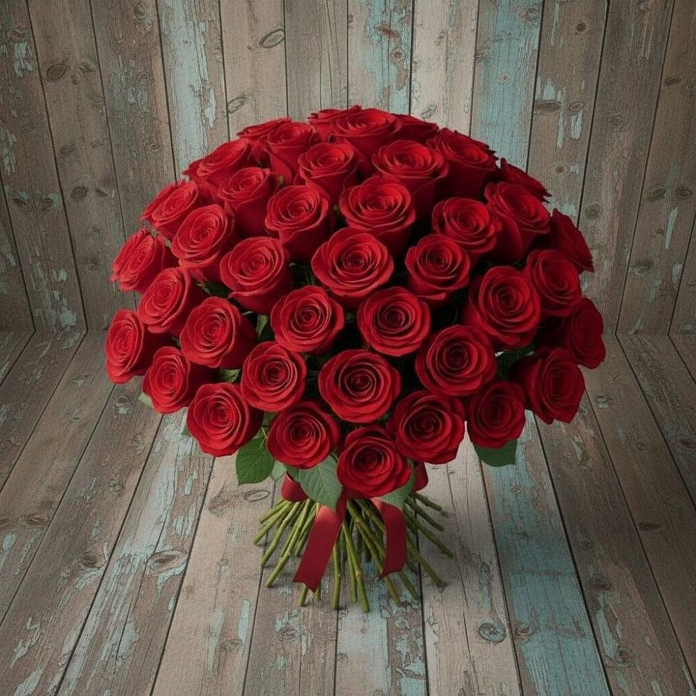 Букет 55 Красных роз Фридом в Дровосеки