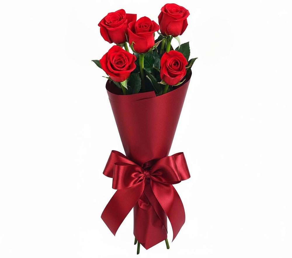 Букет 5 Красных роз Эдлесс Лав в Дровосеки