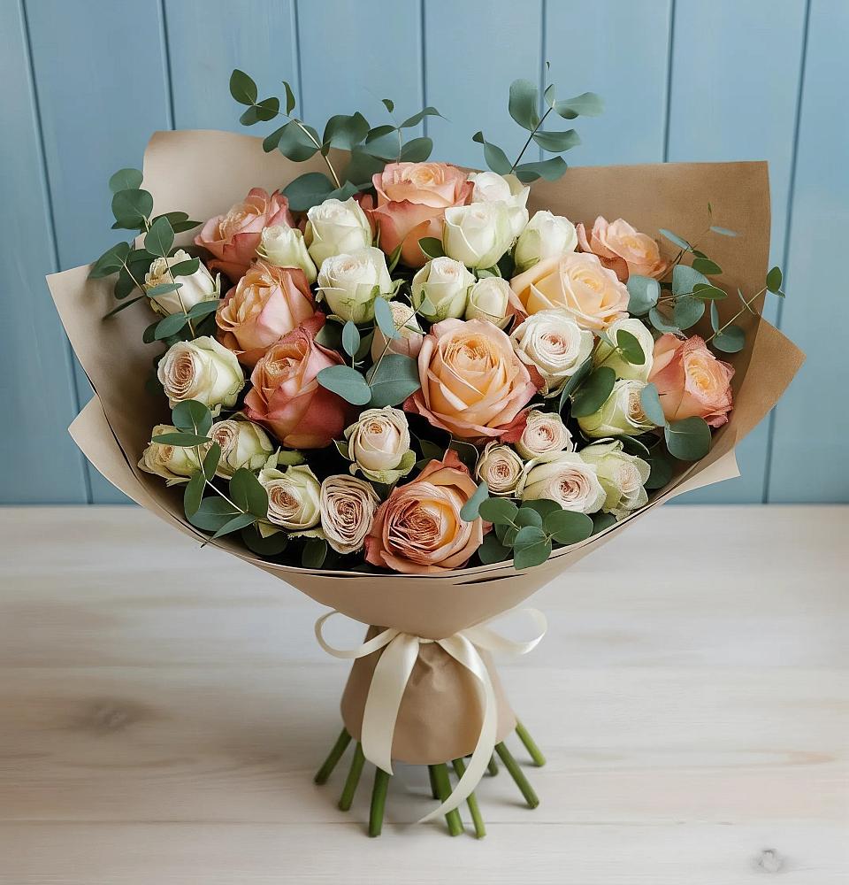 Букет цветов из: Альстромерии и Розы в Дровосеки