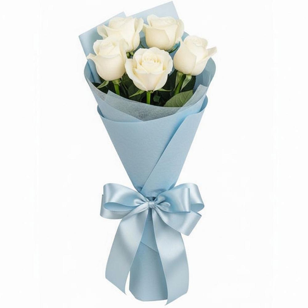 Букет 5 Белых роз Проуд в Дровосеки