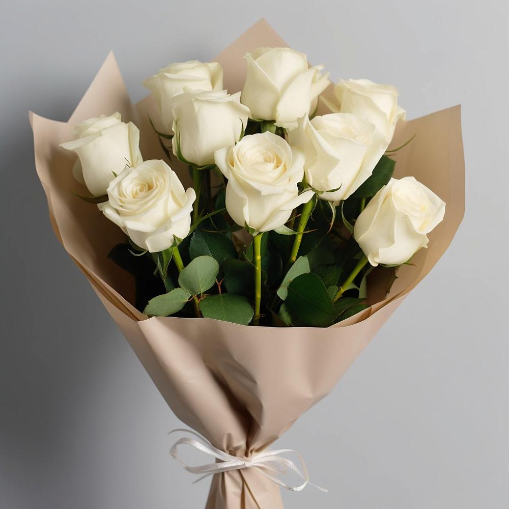 Букет 9 Белых роз Эдлесс Лав в Дровосеки