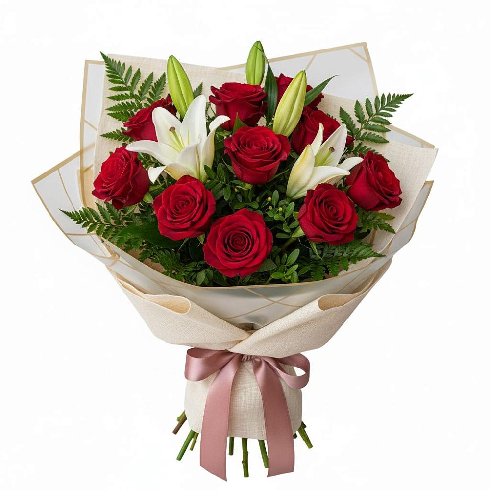 Букет цветов из: Лилии и Розы в Дровосеки