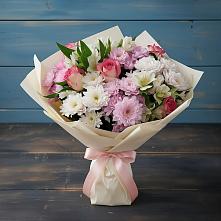 Букет цветов из:  Хризантемы, Альстромерии и Розы в Дровосеки