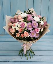 Букет цветов из:  Хризантемы, Розы и Альстромерии в Дровосеки
