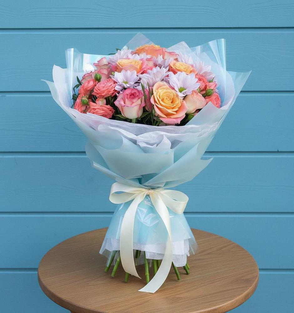 Букет цветов из: Хризантемы и Розы в Дровосеки