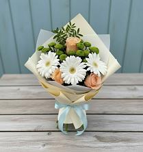 Букет цветов из:  Герберы, Розы и Хризантемы в Дровосеки